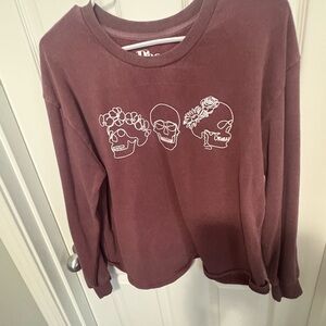 Maroon Graphic Sweatshirt with Skull Design